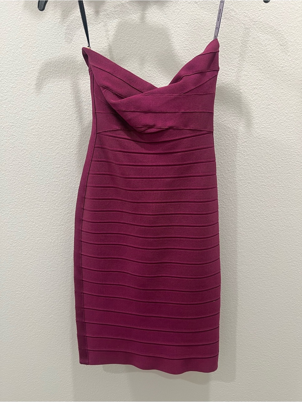 Herve Leger Strapless Bandage Dress in Plum